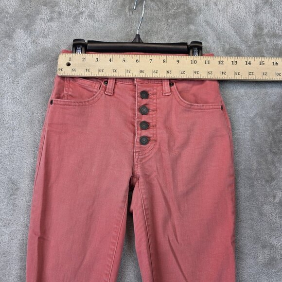 Lucky Brand High Rise Bridgette Crop Skinny Jeans Womens 00 24 Pink Button Fly - Picture 2 of 14